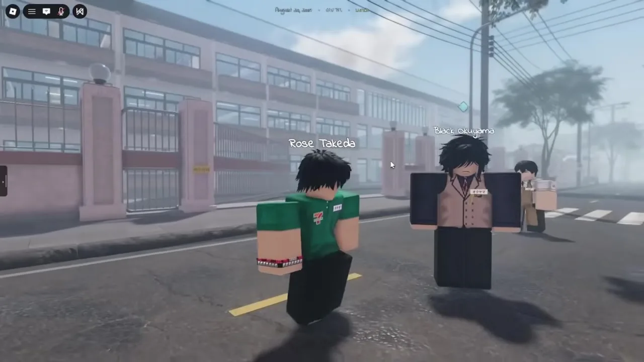 Gakuran Roblox music room — phone Music app RP in the school green zone